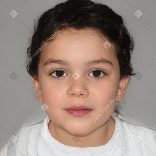 Neutral white child female with medium  brown hair and brown eyes