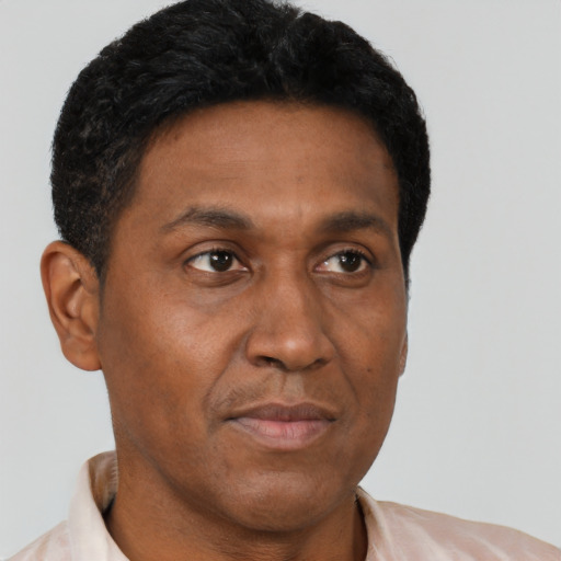 Neutral latino adult male with short  brown hair and brown eyes