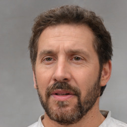 Neutral white adult male with short  brown hair and brown eyes
