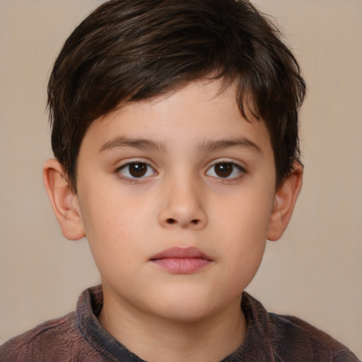 Neutral white child male with short  brown hair and brown eyes