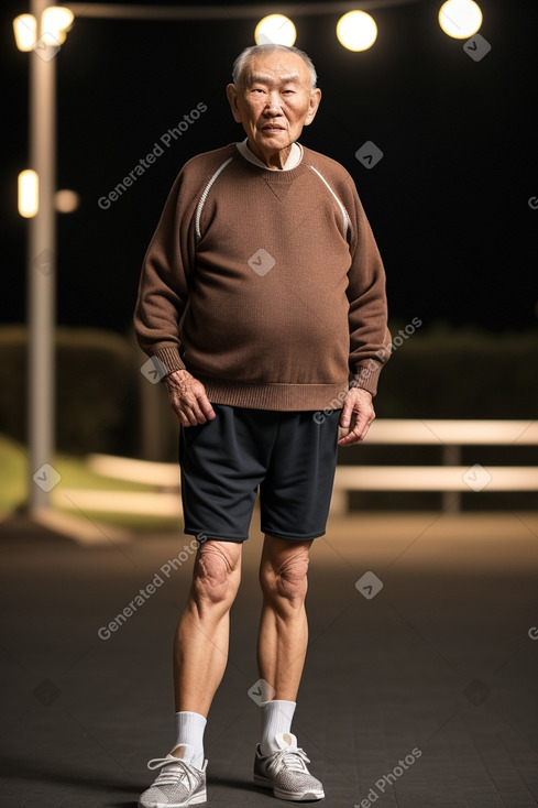 Mongolian elderly male with  brown hair