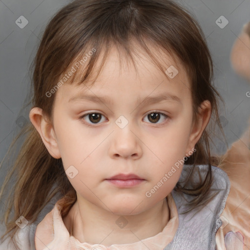 Neutral white child female with medium  brown hair and brown eyes