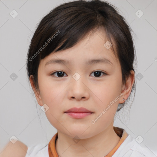 Neutral white child female with medium  brown hair and brown eyes