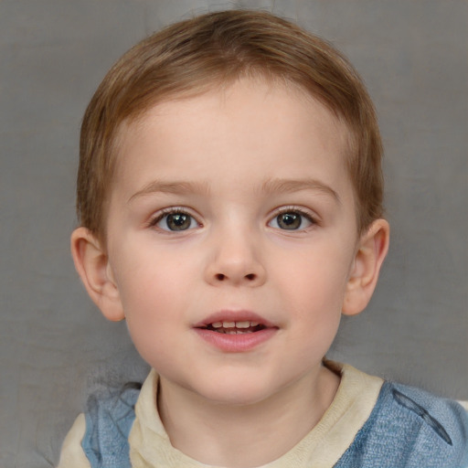 Neutral white child female with short  brown hair and grey eyes