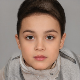 Neutral white child female with short  brown hair and brown eyes