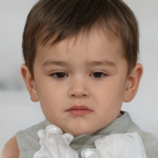 Neutral white child male with short  brown hair and brown eyes