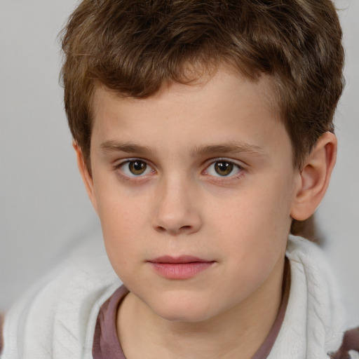 Neutral white child male with short  brown hair and brown eyes