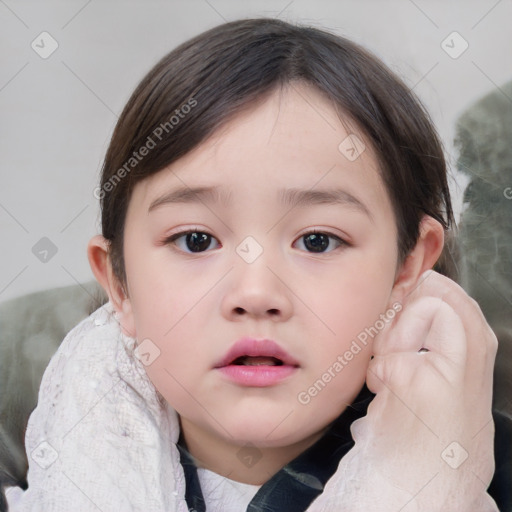 Neutral white child female with medium  brown hair and brown eyes