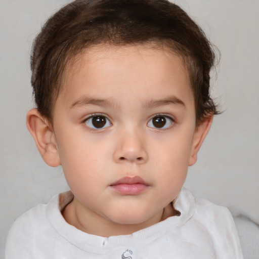 Neutral white child female with short  brown hair and brown eyes