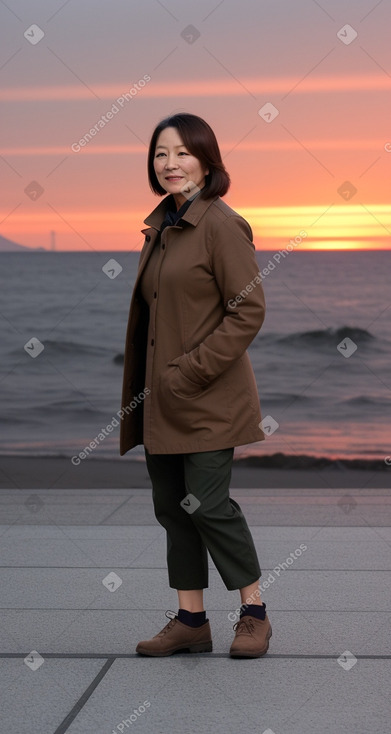 Japanese middle-aged female with  brown hair