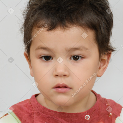 Neutral white child male with short  brown hair and brown eyes