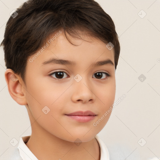 Neutral white child female with short  brown hair and brown eyes