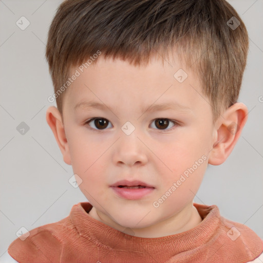 Neutral white child male with short  brown hair and brown eyes