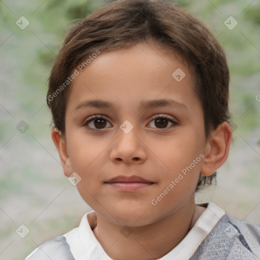 Neutral white child female with short  brown hair and brown eyes