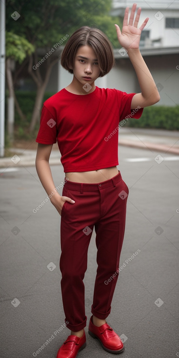 Taiwanese teenager boy with  brown hair