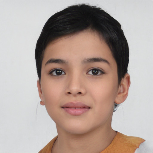 Neutral asian young-adult female with short  black hair and brown eyes