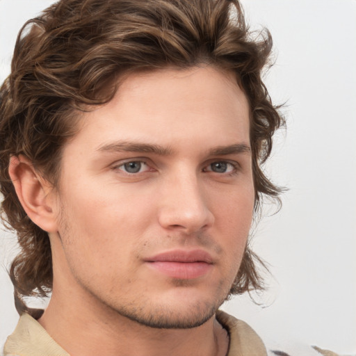 Neutral white young-adult male with medium  brown hair and brown eyes