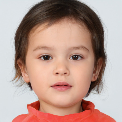 Neutral white child female with medium  brown hair and brown eyes