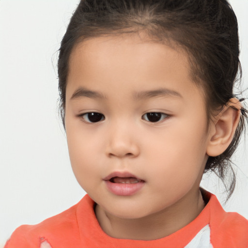 Neutral white child female with medium  brown hair and brown eyes