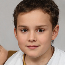 Neutral white child male with short  brown hair and brown eyes