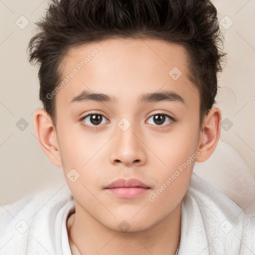 Neutral white child male with short  brown hair and brown eyes