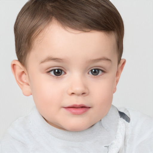 Neutral white child male with short  brown hair and brown eyes