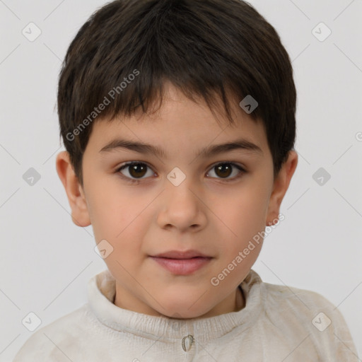 Neutral white child female with short  brown hair and brown eyes