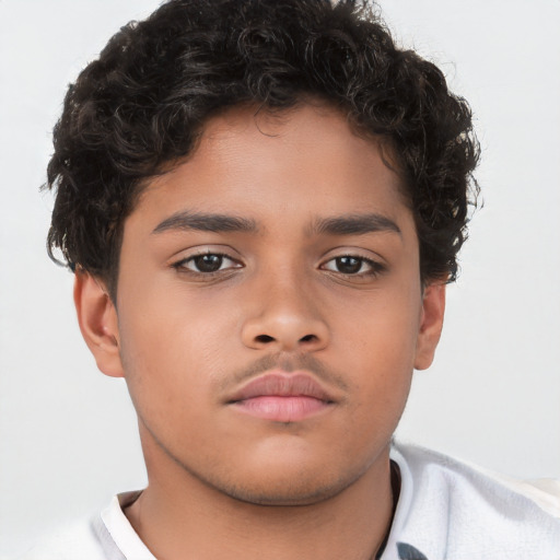 Neutral asian child male with short  brown hair and brown eyes