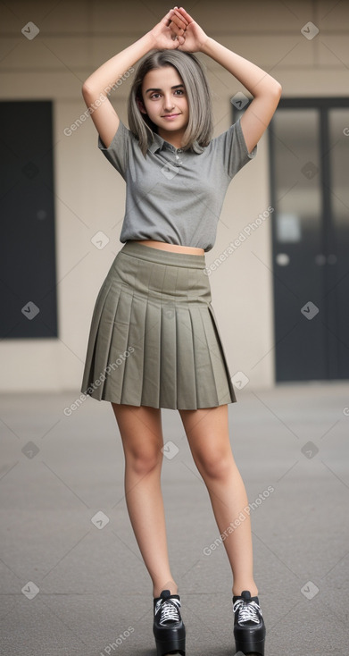 Teenager girl with  gray hair