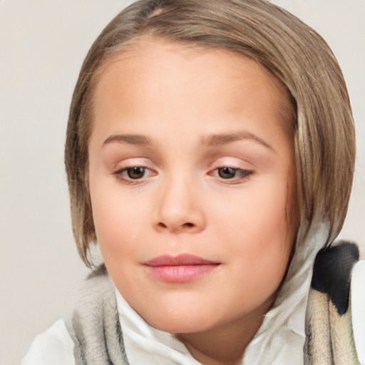 Neutral white child female with medium  brown hair and brown eyes