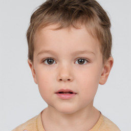 Neutral white child male with short  brown hair and brown eyes