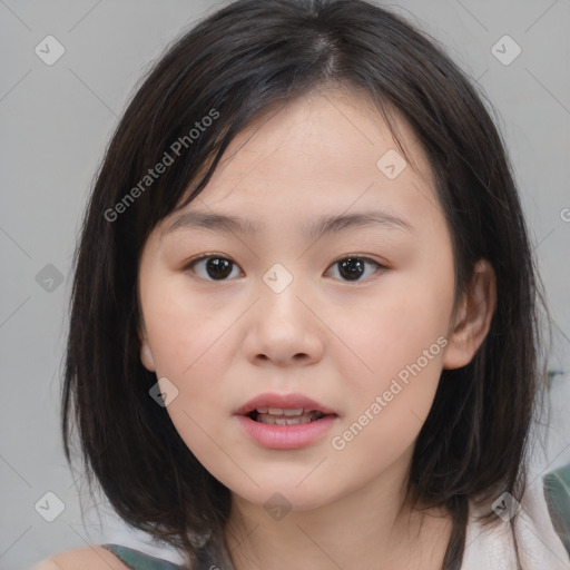 Neutral white child female with medium  brown hair and brown eyes