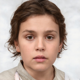 Neutral white child female with medium  brown hair and brown eyes