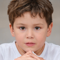 Neutral white child male with short  brown hair and brown eyes