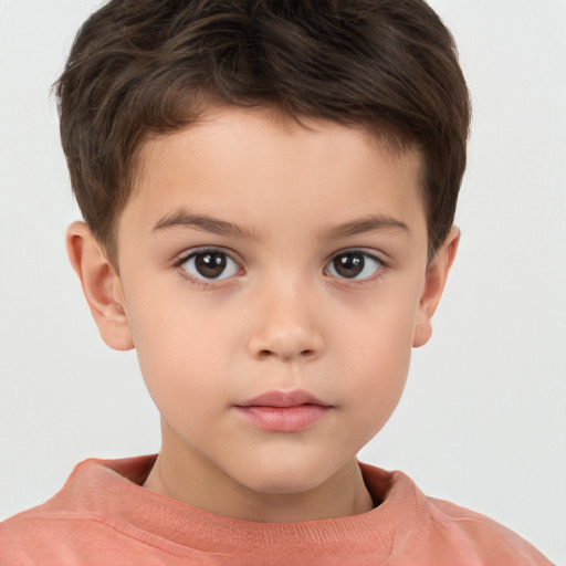 Neutral white child male with short  brown hair and brown eyes