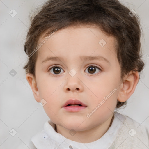 Neutral white child female with short  brown hair and brown eyes