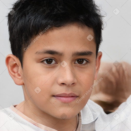 Neutral white child male with short  brown hair and brown eyes