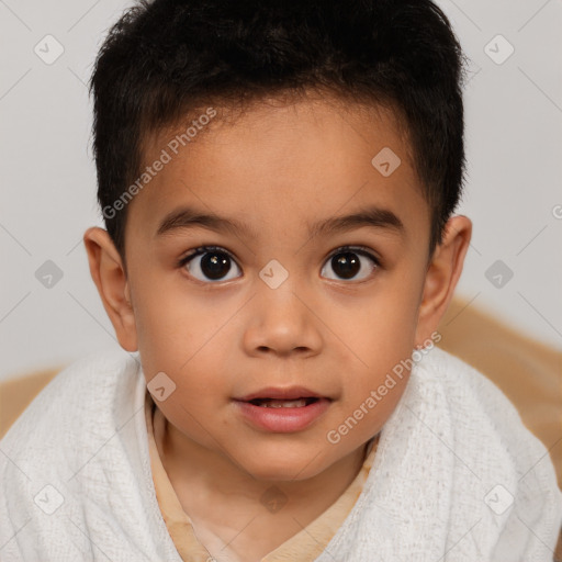 Neutral white child female with short  brown hair and brown eyes