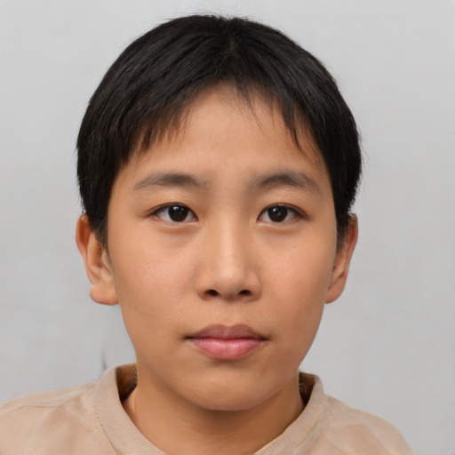 Neutral asian young-adult male with short  brown hair and brown eyes