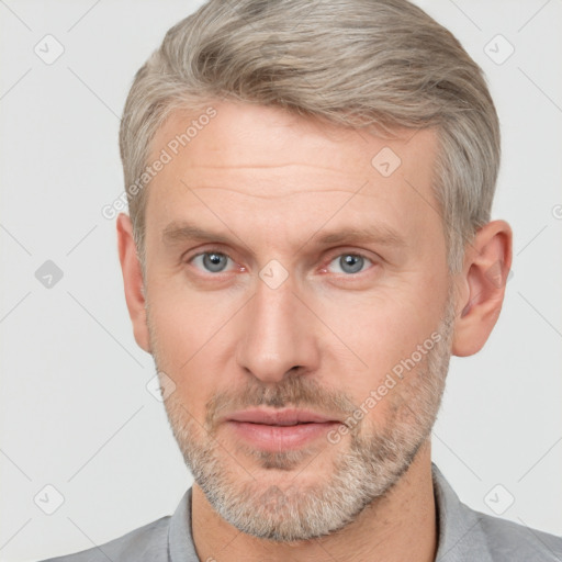 Neutral white adult male with short  brown hair and brown eyes