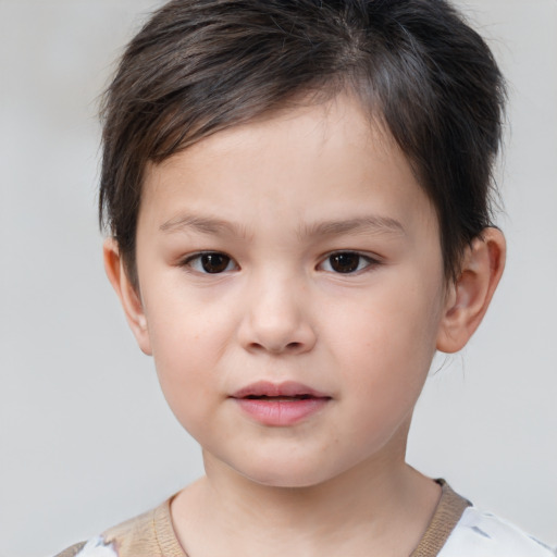 Neutral white child female with short  brown hair and brown eyes