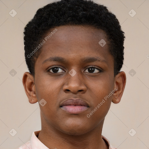 Neutral black young-adult male with short  brown hair and brown eyes
