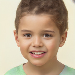 Joyful white child male with short  brown hair and brown eyes