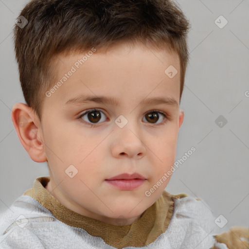 Neutral white child male with short  brown hair and brown eyes