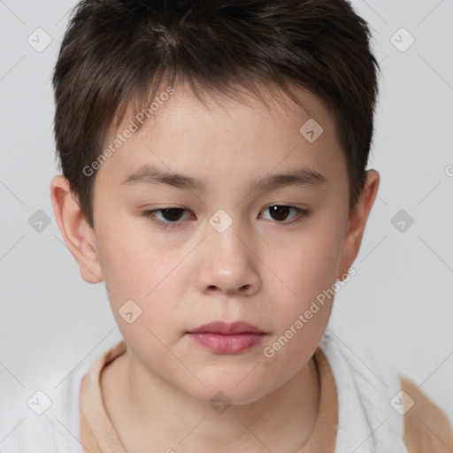 Neutral white child male with short  brown hair and brown eyes