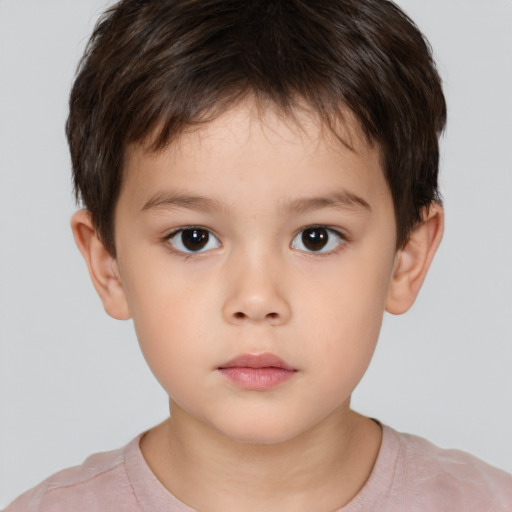 Neutral white child male with short  brown hair and brown eyes