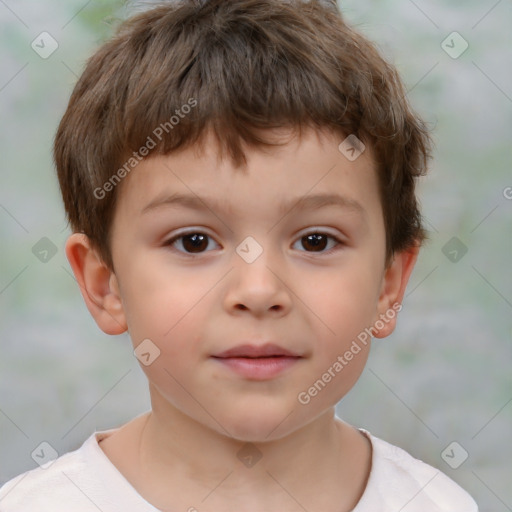 Neutral white child male with short  brown hair and brown eyes