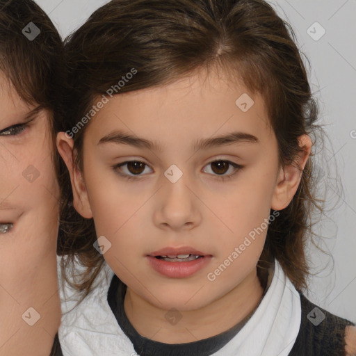 Neutral white child female with medium  brown hair and brown eyes