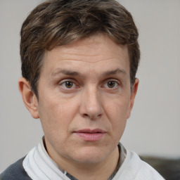 Neutral white adult male with short  brown hair and brown eyes