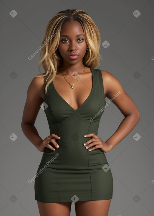 African american adult female with  blonde hair